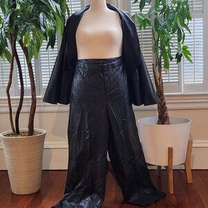 Flared Faux Leather Pants